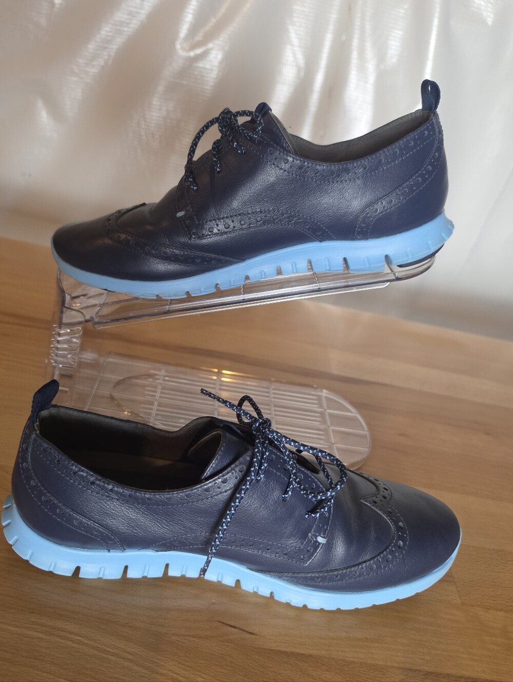 Cole Haan Shoes Mens 9 B Navy Leather Grand OS Wingtip Oxford Sneakers Casual